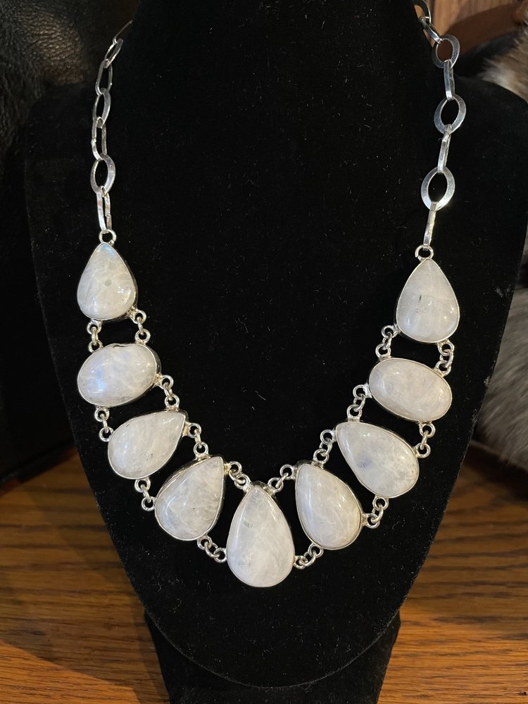 Silver Opalite Bib Necklace