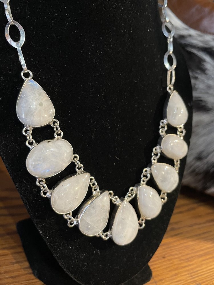 Silver Opalite Bib Necklace