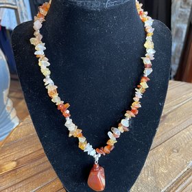 Silver Carnelian Rock Necklace