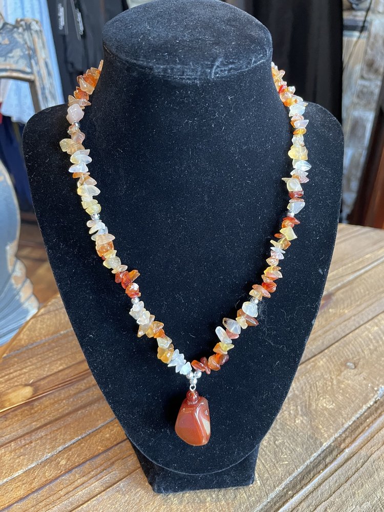 Silver Carnelian Rock Necklace