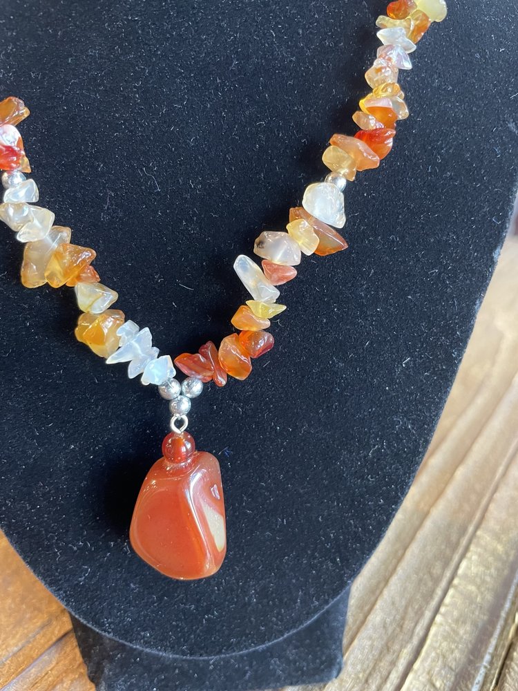 Silver Carnelian Rock Necklace