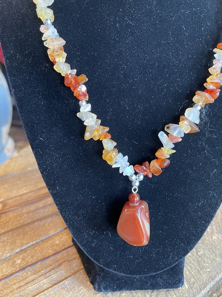 Silver Carnelian Rock Necklace