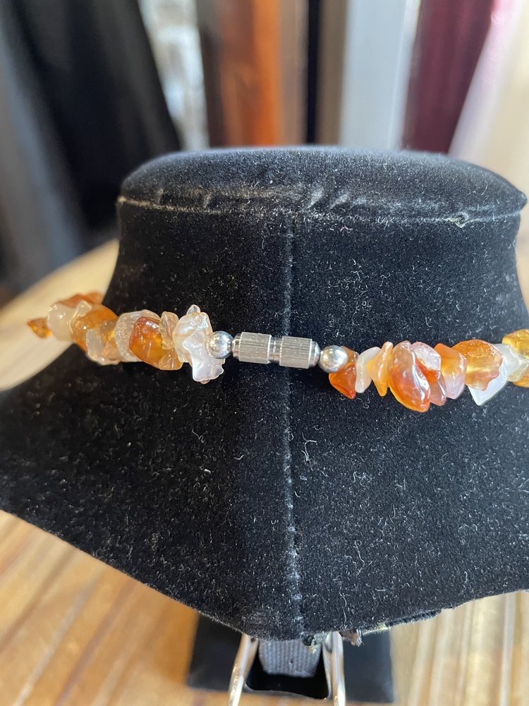 Silver Carnelian Rock Necklace