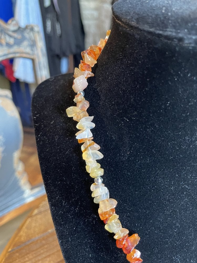 Silver Carnelian Rock Necklace