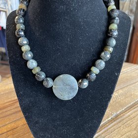 Green and Black Stone Necklace