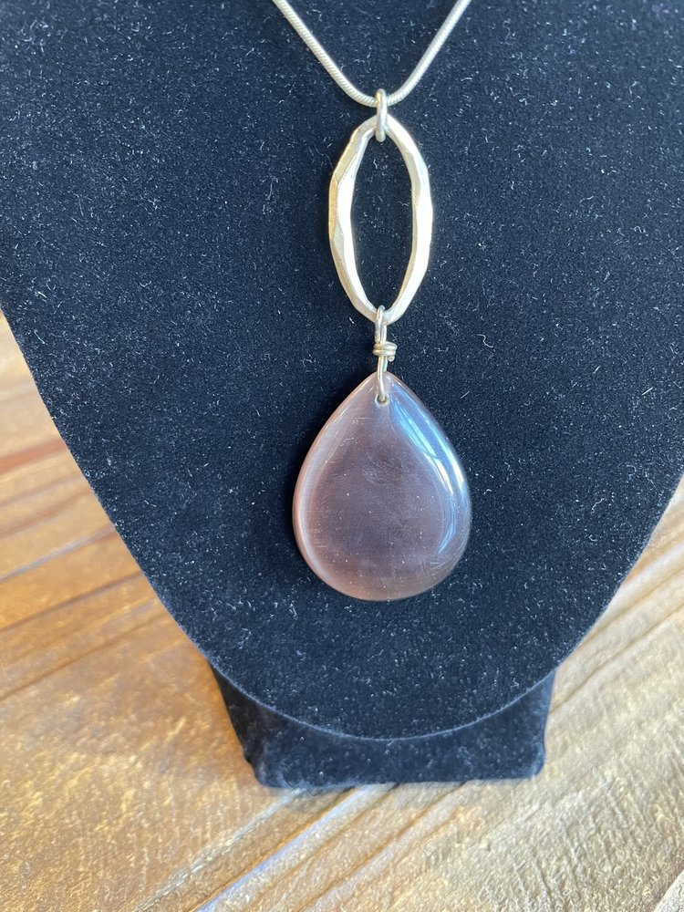 Gold Almond Drop Necklace