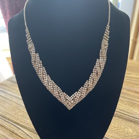 Gold Rhinestone Trinity Necklace