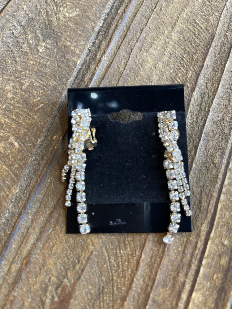 Gold Rhinestone Trinity Earrings