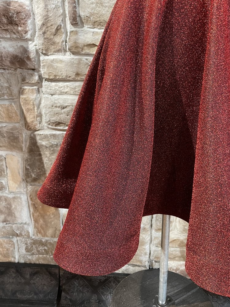 May Queen Red Beaded Waist Mesh Sparkle Dress