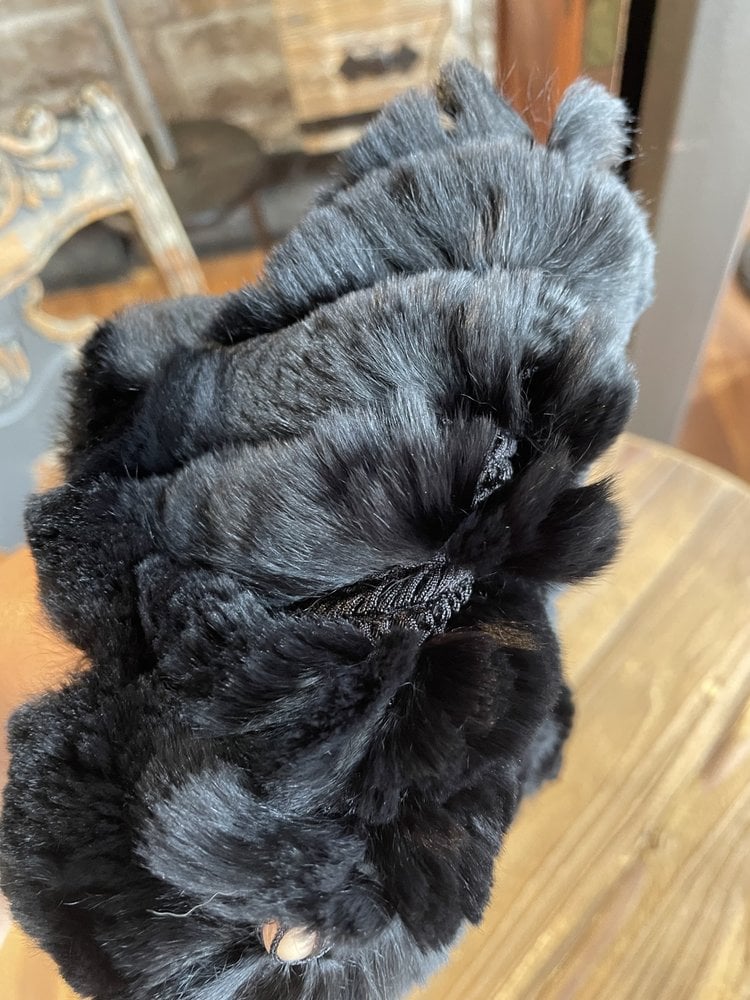 Raglaido Black Knitted Rabbit Headband, O/S