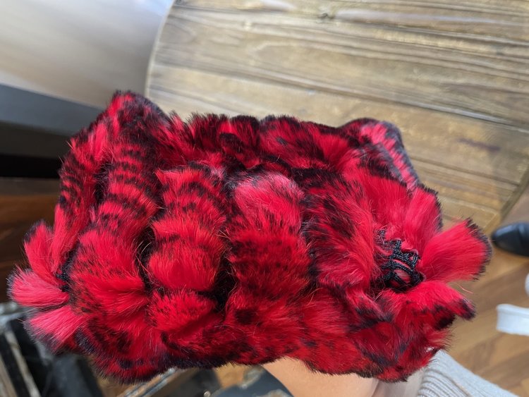 Raglaido Red with Black Knitted Rabbit Headband, Size O/S