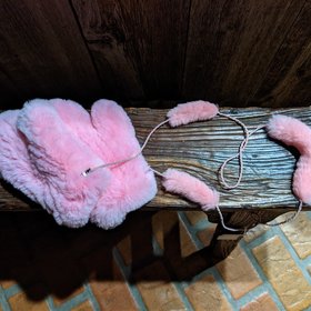 Pink Knitted Rabbit Mittens, O/S