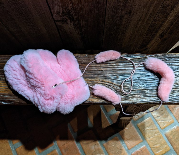 Pink Knitted Rabbit Mittens, O/S