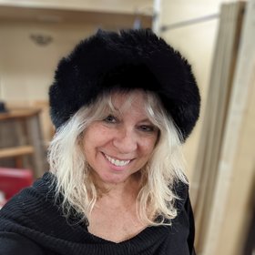 Black Knitted Mink with Fox Roller Hat