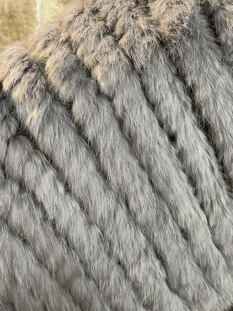 Gray Knitted Rabbit Poncho, O/S