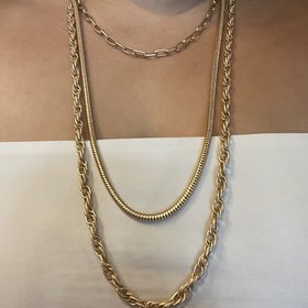 Gold Matte 3 Chain Necklace