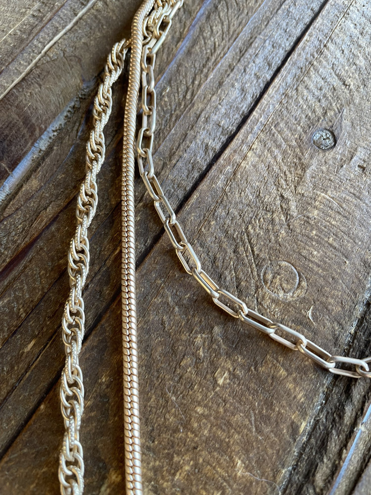 Gold Matte 3 Chain Necklace