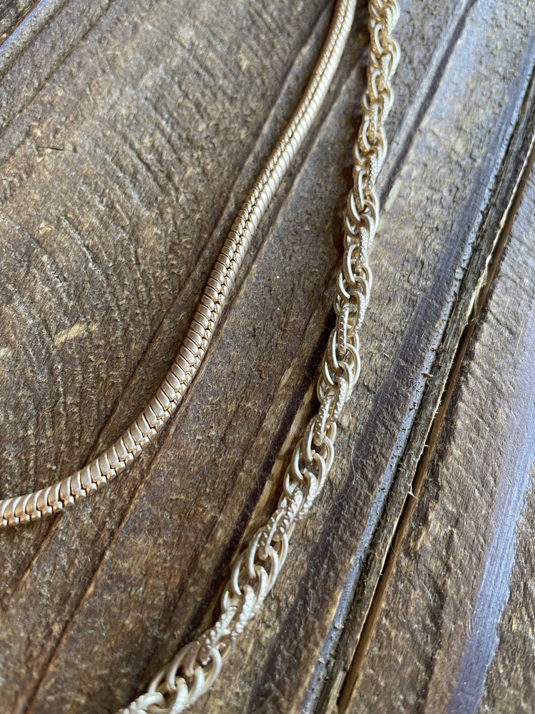Gold Matte 3 Chain Necklace