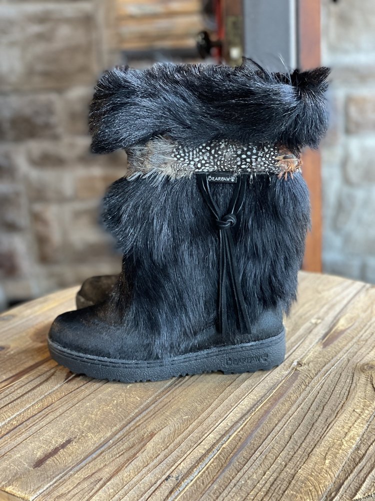 Bearpaw Black Goat Feather Detail Boots