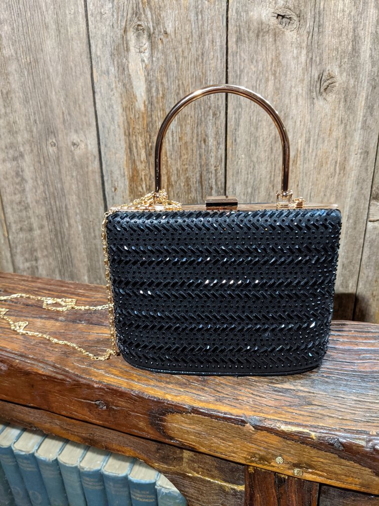 Black w/Gold Sparkly Evening Bag