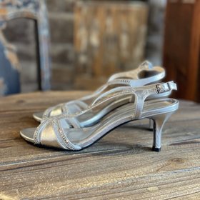 Caparros Silver Jewel Strappy Heel, Size 8
