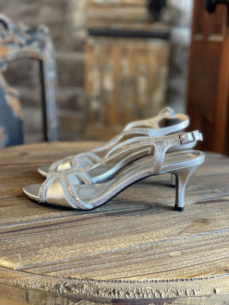 Caparros Silver Jewel Strappy Heel, Size 8