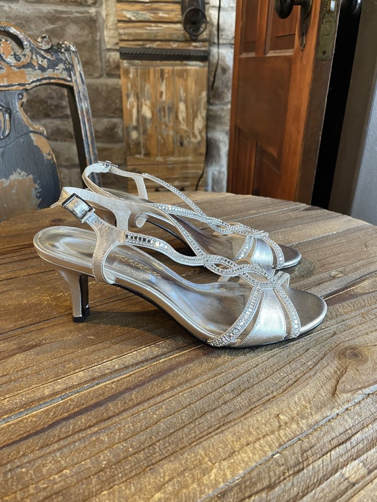 Caparros Silver Jewel Strappy Heel, Size 8