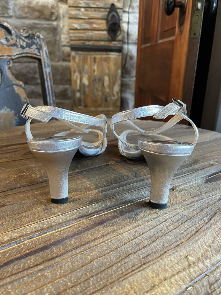 Caparros Silver Jewel Strappy Heel, Size 8