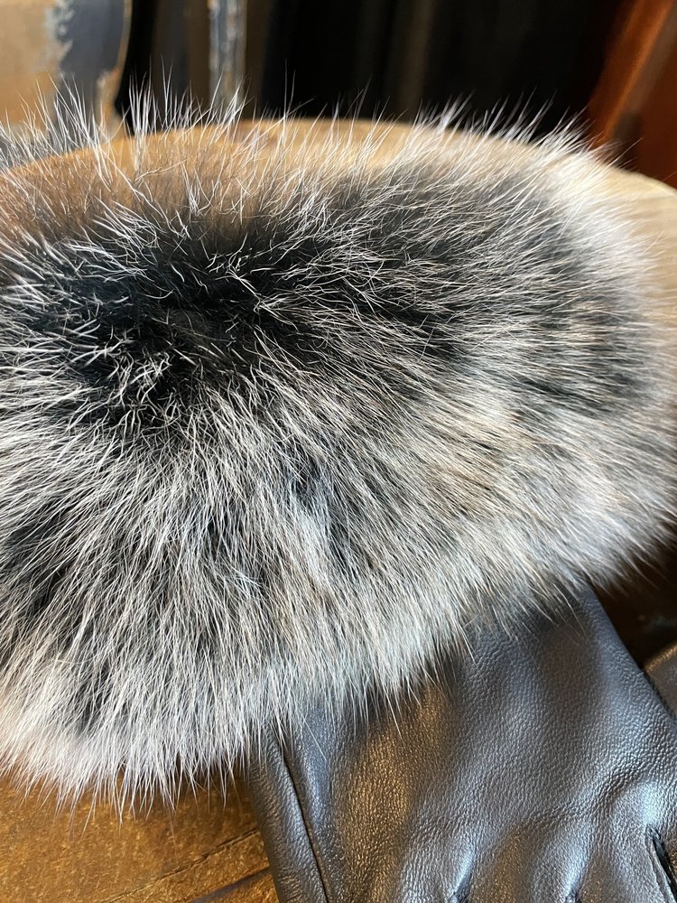 yLYong Li Black and White Leather Fox Trim Gloves