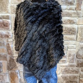 Black Knitted Rabbit Poncho, O/S