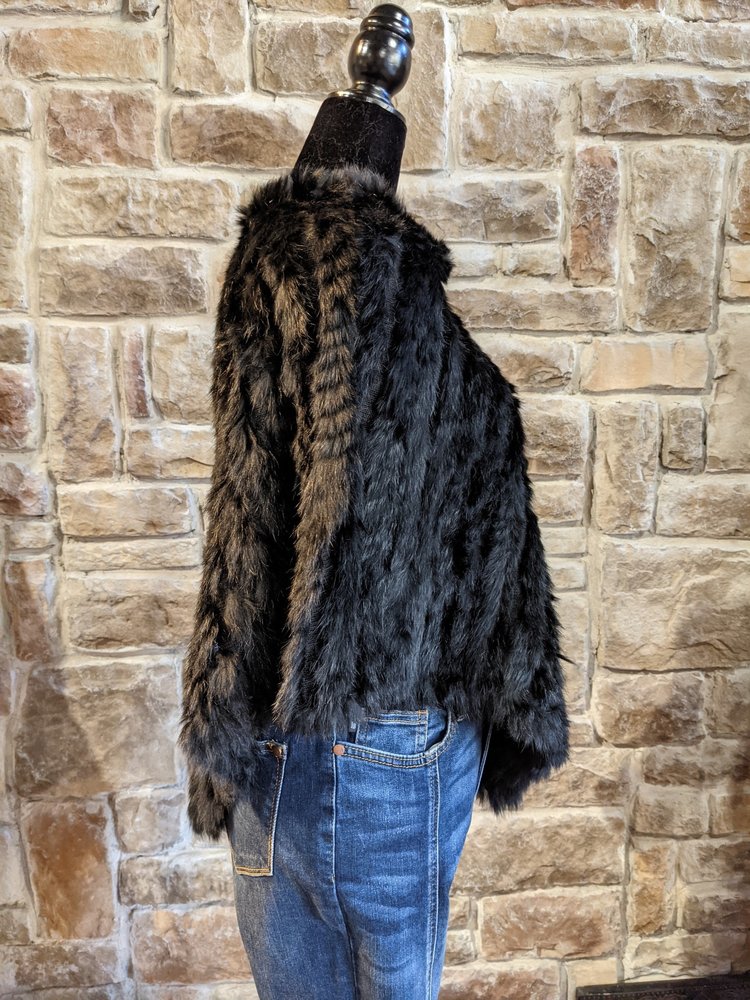 Black Knitted Rabbit Poncho, O/S