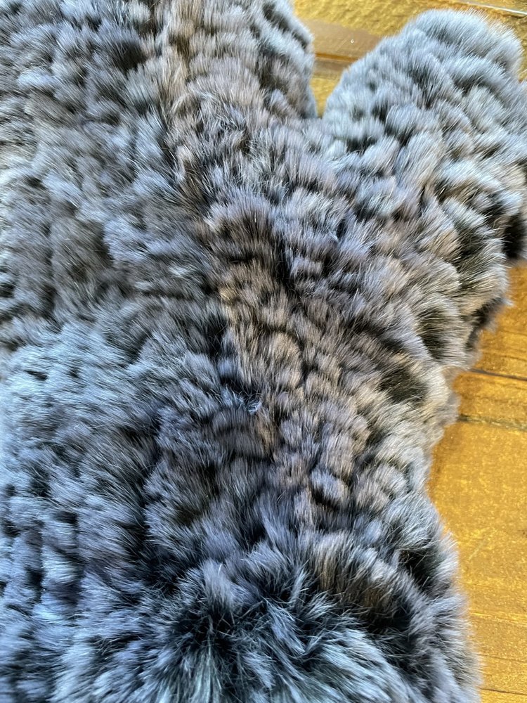 Black and Blue Knitted Rabbit Mittens, O/S