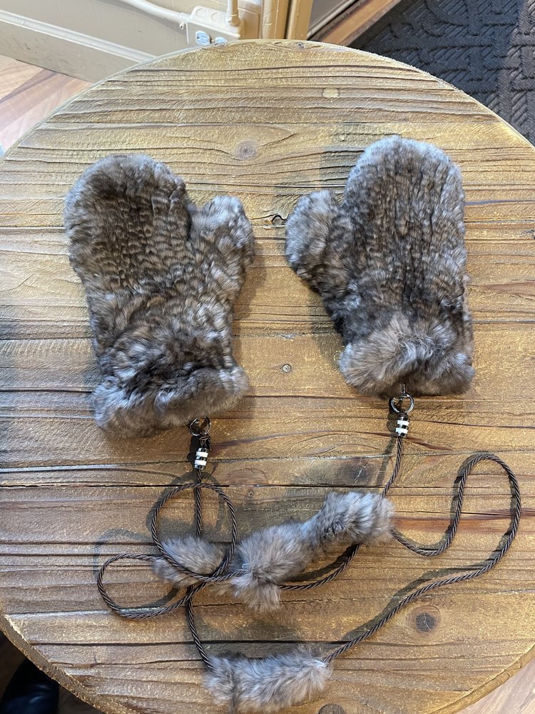 Brown Knitted Rabbit Mittens, O/S