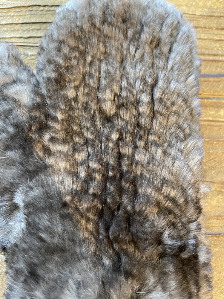 Brown Knitted Rabbit Mittens, O/S
