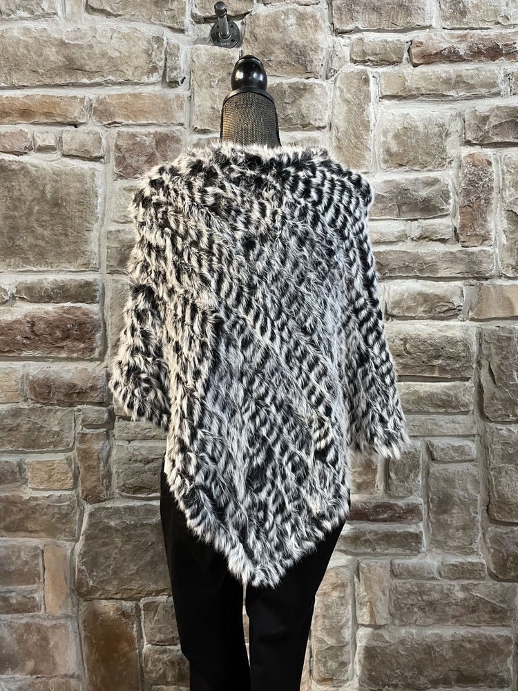 Black and White Knitted Rabbit Poncho O/S