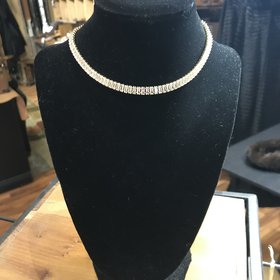 Gold Collar Necklace with Baguette Rhinestones