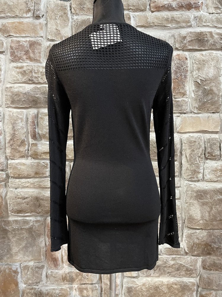 Caché Black Open Knit Shirt, Size M