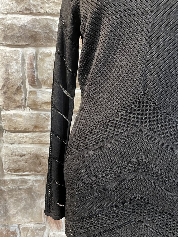 Caché Black Open Knit Shirt, Size M