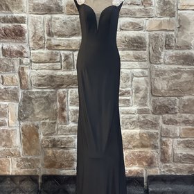 Jovani Black Embellished Shoulder Mesh Front Dress, Size 4
