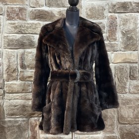 Tarnopols Very Dark Ranch Mink with Embellished Mink Belt, Size S