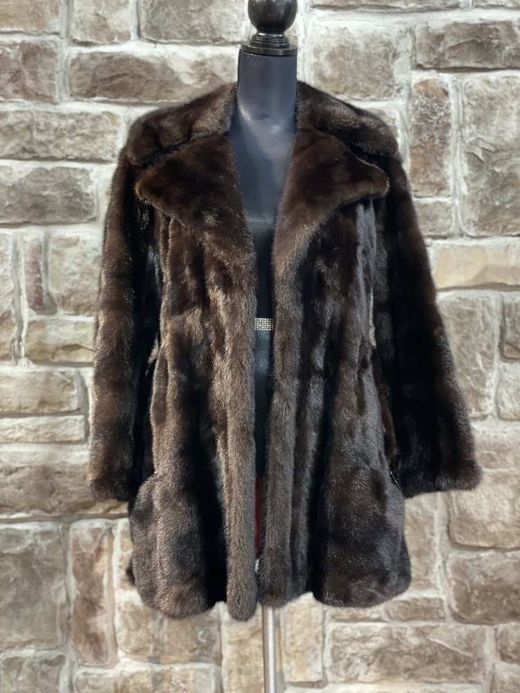 Tarnopols Very Dark Ranch Mink with Embellished Mink Belt, Size S