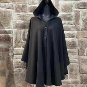 Lena Gabrielle Black Wool Cloak, OSFM