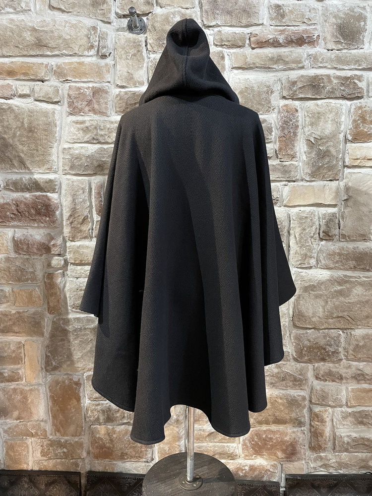 Lena Gabrielle Black Wool Cloak, OSFM