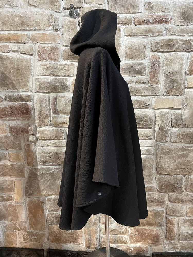 Lena Gabrielle Black Wool Cloak, OSFM