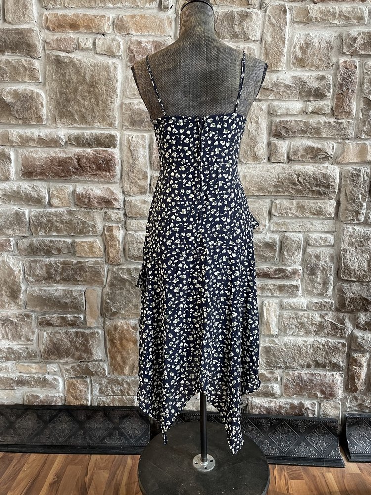 Trixxi Navy and White Ruffled Dress