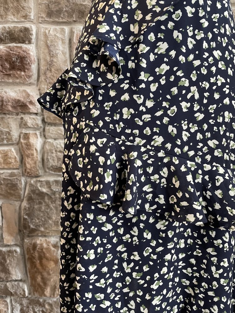 Trixxi Navy and White Ruffled Dress