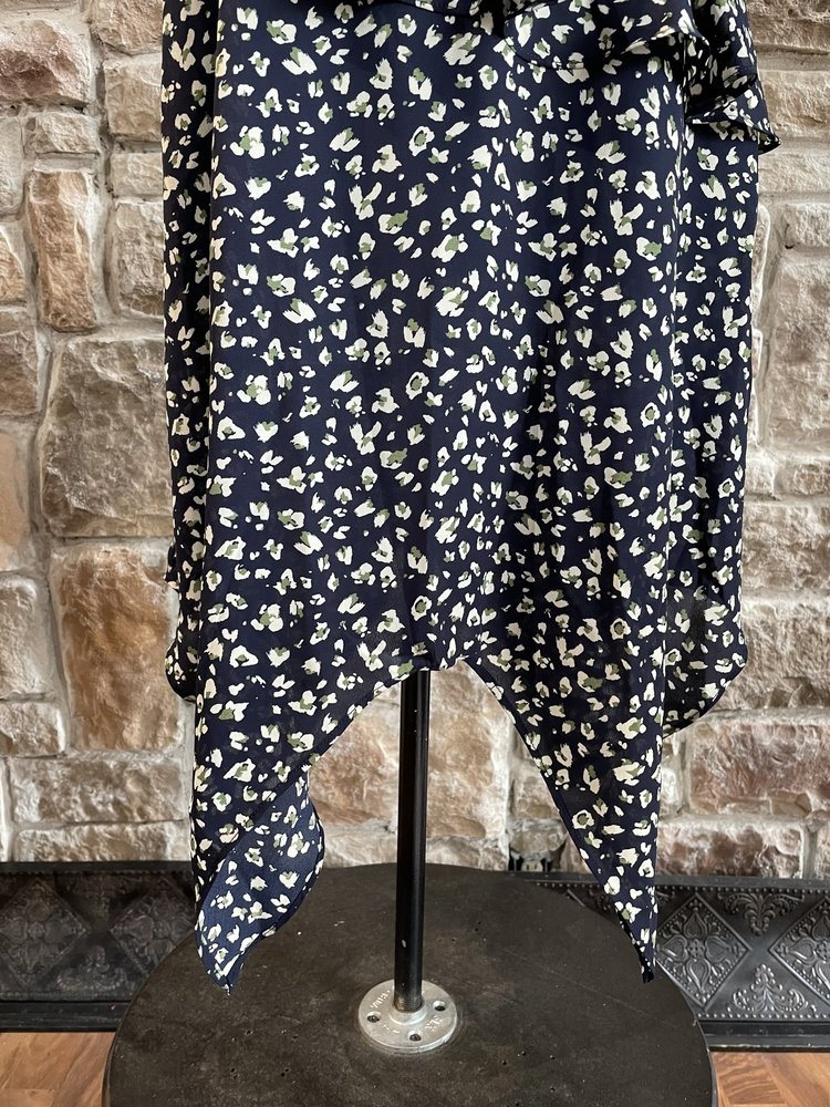 Trixxi Navy and White Ruffled Dress