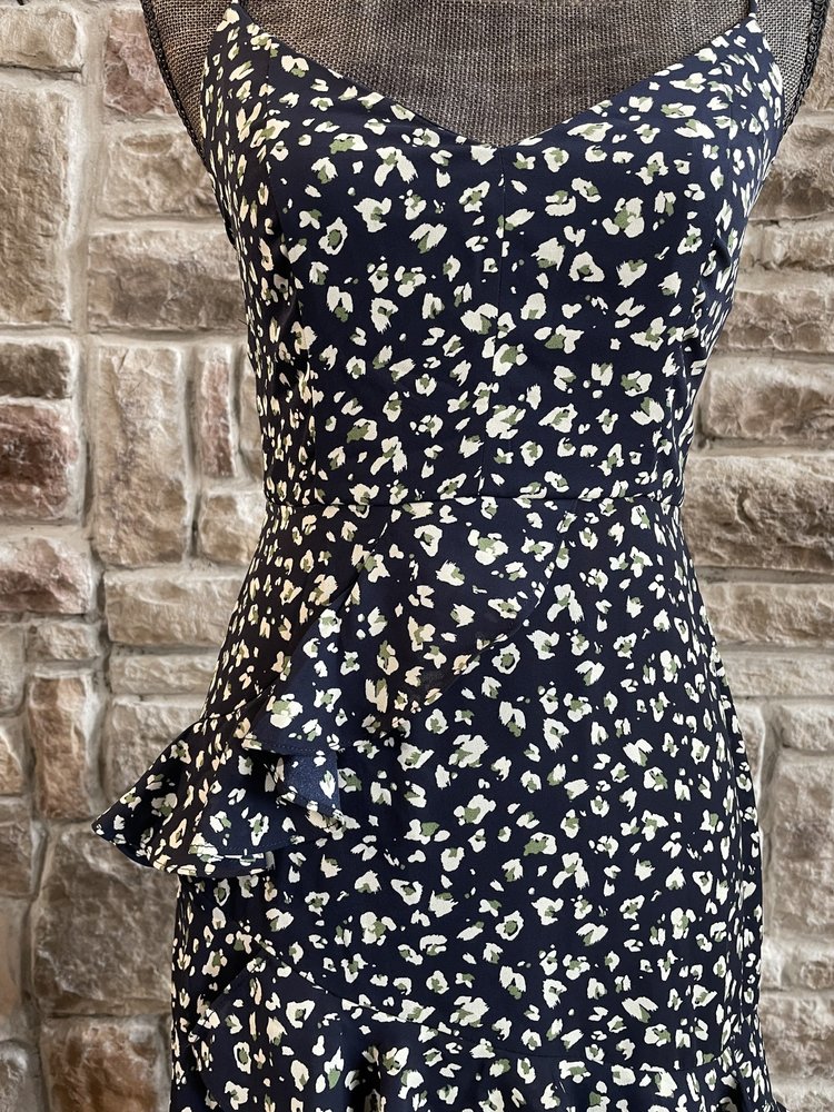 Trixxi Navy and White Ruffled Dress