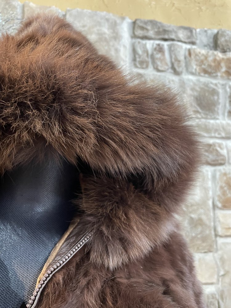 Che-Bella Brown Rabbit Jacket w/ Hood, Size S