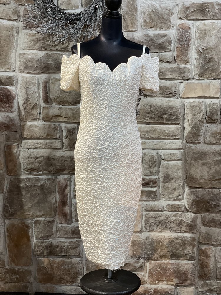 Zum Zum White Sequin Crinkle Dress, Size 11/12